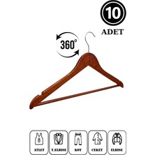 Manken İstanbul 10 Adet Ceviz Ahşap Askı Elbise Askısı Kıyafet Askısı Gömlek Askısı