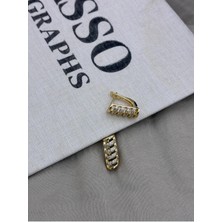 Hedef Bijuteri Gold Renk U Form Detaylı Sıralı Zirkon Taşlı Küpe CM130