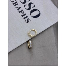 Hedef Bijuteri Gold Renk Dört Baget Zirkon Taşlı Halka Küpe CM202