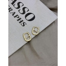 Hedef Bijuteri Gold Renk Oval Zirkon Taşlı Küpe CM146