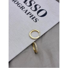 Hedef Bijuteri Gold Renk Tam Tur Sıralı Zirkon Taş Detaylı Halka Küpe CM165