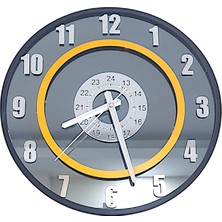 Formiqra Yeni Trend Gümüş Ayna Pleksi Gerçek Ayna Duvar Saati Çap 35CM Siyah-Turuncu