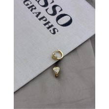 Hedef Bijuteri Gold Renk Kalp Detaylı Zirkon Taşlı Halka Küpe CM173