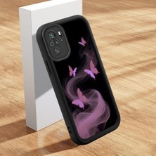 Ucuc Xiaomi Redmi Note 10/10S Uyumlu Siyah Silikon Kılıf Zarif Kelebek Desenli Darbe Emici Kamera Koruma Kapak