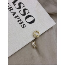 Hedef Bijuteri Gold Renk U Form Yıldız Detay Zirkon Taşlı Küpe CM150