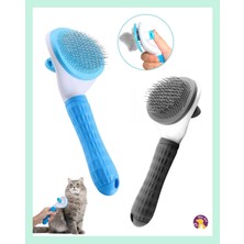 Clean Otomatik Temizlenen Tuşlu Evcil Hayvan Fırçası Kedi Köpek Tüy Toplayıcı Tarak (Gri,Mavi)