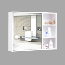 Ratemo Mobilya Aynalı Banyo Dolabı – Tek Kapaklı, Iki Raflı (60×65×15 cm)