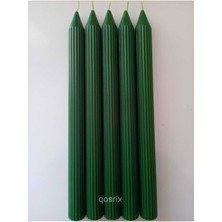 PremiumPort 5'li Yeşil Şamdan Soya Mumu, Vanilya Kokulu, Uzun Çubuk, Dekoratif