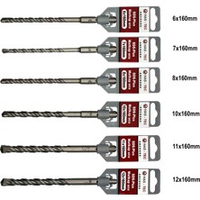HAS - TEC Sds-Plus Matkap Ucu Seti 160MM | 6 Parça 6mm - 12MM | Kırıcı Delici Hilti Uyumlu Beton Delme Uçları