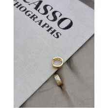 Hedef Bijuteri Gold Renk Zirkon Taşlı Kalp Detaylı Halka Küpe CM193