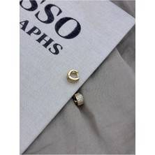 Hedef Bijuteri Gold Renk Sıralı Zirkon Taşlı Kalın Minimal Halka Küpe CM192