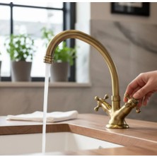 İsaoğlu Yapı Eskitme Lavabo Bataryası Yüksek Model Pirinç Armatür Klasik Tasarım