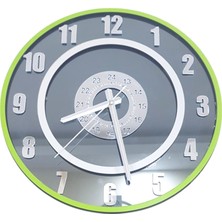 Formiqra Yeni Trend Gümüş Ayna Pleksi Gerçek Ayna Duvar Saati Çap 30CM Yeşil-Gri