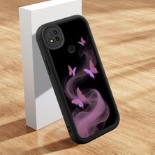 Ucuc Xiaomi Redmi 9C/10A Uyumlu Siyah Silikon Kılıf Zarif Kelebek Desenli Darbe Emici Kamera Koruma Kapak