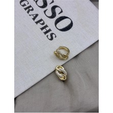 Hedef Bijuteri Gold Renk Iç Içe Geçmeli Zirkon Taşlı KÜPECM108