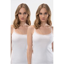 Türen Kadin Dantelli V Yaka Ip Askili Pamuklu Atlet 2'li Paket