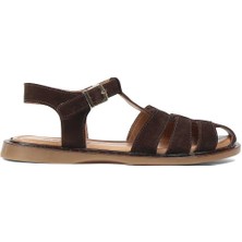 Celal Gültekin Kadın Kahverengi Gladyatör Süet Deri Sandalet