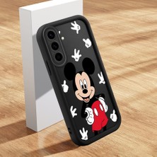 Ucuc Samsung Galaxy A56/A36 Uyumlu Siyah Silikon Kılıf Mickey Mouse Desenli Darbe Emici Kamera Koruma Kapak