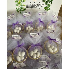 Siyah Lale Halka Nikah Şekeri Fıstık Şekerli Söz, Nişan Hediyelik - 75 Adet