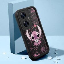 Ucuc Realme C55 Uyumlu Siyah Silikon Kılıf Sevimli Stitch Desenli Darbe Emici Kamera Koruma Kapak