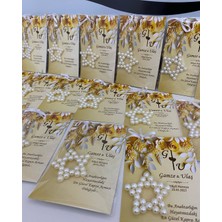 Siyah Lale Inci Yıldız Anahtarlık Bebek, Nikah, Söz, Nişan Hediyelik - 100 Adet