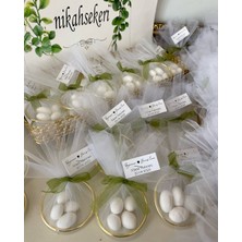 Siyah Lale Halka Nikah Şekeri Fıstık Şekerli Söz, Nişan Hediyelik - 25 Adet