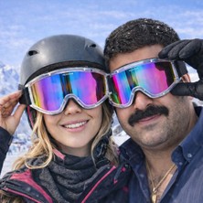 Badem10 Kayak Gözlüğü (2 Adet) Ventilli Güneş Kar Gözlük Gökkuşağı Snowboard Glasses Ekonomik Seri Gözlük