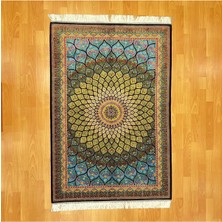Mevlana Bazaar Geometrik/madalyon Desenli 100 x 150 cm Ipek Halı Yeşil