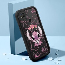 Ucuc Xiaomi Redmi 9C/10A Uyumlu Siyah Silikon Kılıf Sevimli Stitch Desenli Darbe Emici Kamera Koruma Kapak