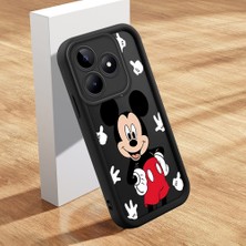 Ucuc Realme C53/C51/NOTE 50 Uyumlu Siyah Silikon Kılıf Mickey Mouse Desenli Darbe Emici Kamera Koruma Kapak