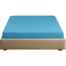 Sabia Soft Touch %100 Pamuk 62 Tel – 180X200 +37 cm Yüksekliğe Kadar Uygun Battal Boy Lastikli Çarşaf Mavi