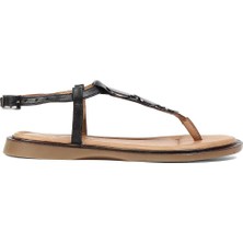 Celal Gültekin Kadın Siyah Parmak Arası Deri Sandalet