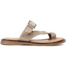 Celal Gültekin Kadın Bej Bilekten Tokalı Süet Deri Sandalet