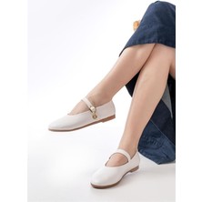 Sibel Gürel İNF-324 Beyaz Baretli Tokalı Günlük Kadın Babet