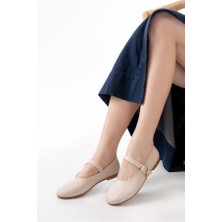 Sibel Gürel İNF-324 Bej Baretli Tokalı Günlük Kadın Babet