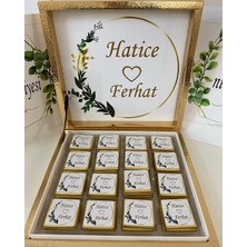 Siyah Lale Baskılı Kutulu Çikolata  Nikah, Söz, Nişan Hediyelik - 100 Adet