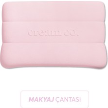 Cream Co. Makyaj Çantası | Seyahat Çantası Fermuarlı Kumaş Taşınabilir | Glow Makeup Bag | Pembe Çanta