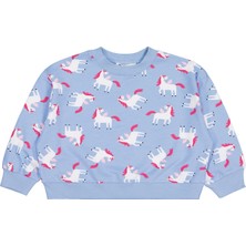 Civil Girls Unicorn Baskılı 2-5 Yaş Sweatshirt - Mavi 4-5 Yaş
