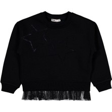 Civil Girls Yıldız Baskılı 6-9 Yaş Sweatshirt - Siyah 7-8 Yaş