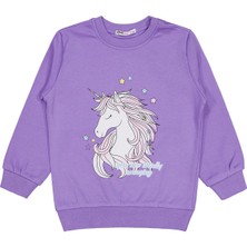 Civil Girls Unicorn Baskılı 2-5 Yaş Sweatshirt - Lila 3-4 Yaş