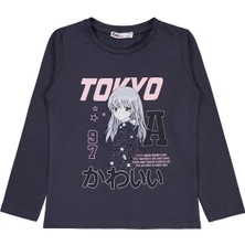 Civil Girls Anime Baskılı 6-9 Yaş Sweatshirt - Gri 6-7 Yaş