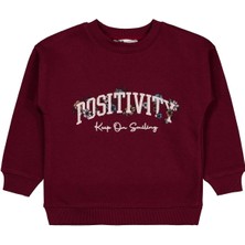 Civil Girls Possıtıve Baskılı 2-5 Yaş Sweatshirt - Bordo 3-4 Yaş