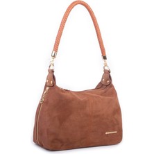 Nas Bag Kadın Şık Omuz ve Çapraz Çanta Taba Süet