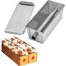 Karadağ Metal 20 cm Dikdörtgen Borulu Travel Kek Kalıbı - Paslanmaz Çelik Kazıyıcı Hediye