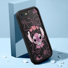 Ucuc iPhone 7/8/se 2020 2022 Uyumlu Siyah Silikon Kılıf Sevimli Stitch Desenli Darbe Emici Kamera Koruma Kapak