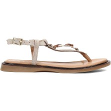 Celal Gültekin Kadın Bej Tokalı Süet Deri Sandalet