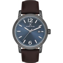 Daniel Klein DK.1.13798-3 Takvim Göstergeli 5 Atm Suya Dayanıklı Deri Kordonlu Kahverengi Erkek Kol Saati