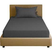Sabia Soft Touch %100 Pamuk 62 Tel – 80X190 +30 cm Tek Kişilik Lastikli Çarşaf Seti Antrasit