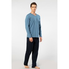 Cacharel Erkek V Yaka Uzun Kollu Modal Pijama Takimi