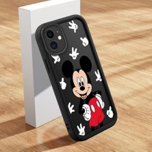 Ucuc iPhone 11 Uyumlu Siyah Silikon Kılıf Mickey Mouse Desenli Darbe Emici Kamera Koruma Kapak